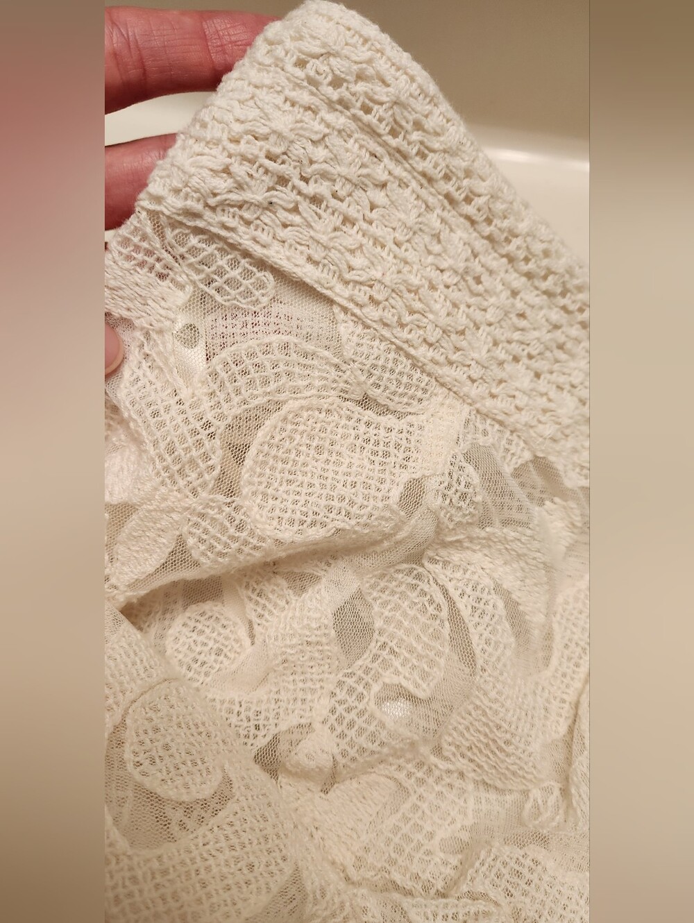 Elegant Cream Lace A-Line Maxi Skirt Size M See Through Beautifully Made - Picture 9 of 13